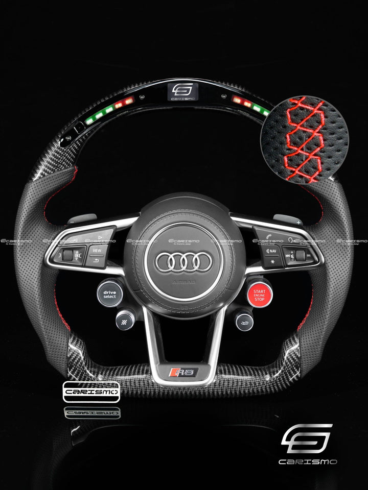 Carismo Steering Wheel For Audi R8 (Gen 2) - Classic RPM LED - Gloss Carbon - Perforated Leather - Carismo