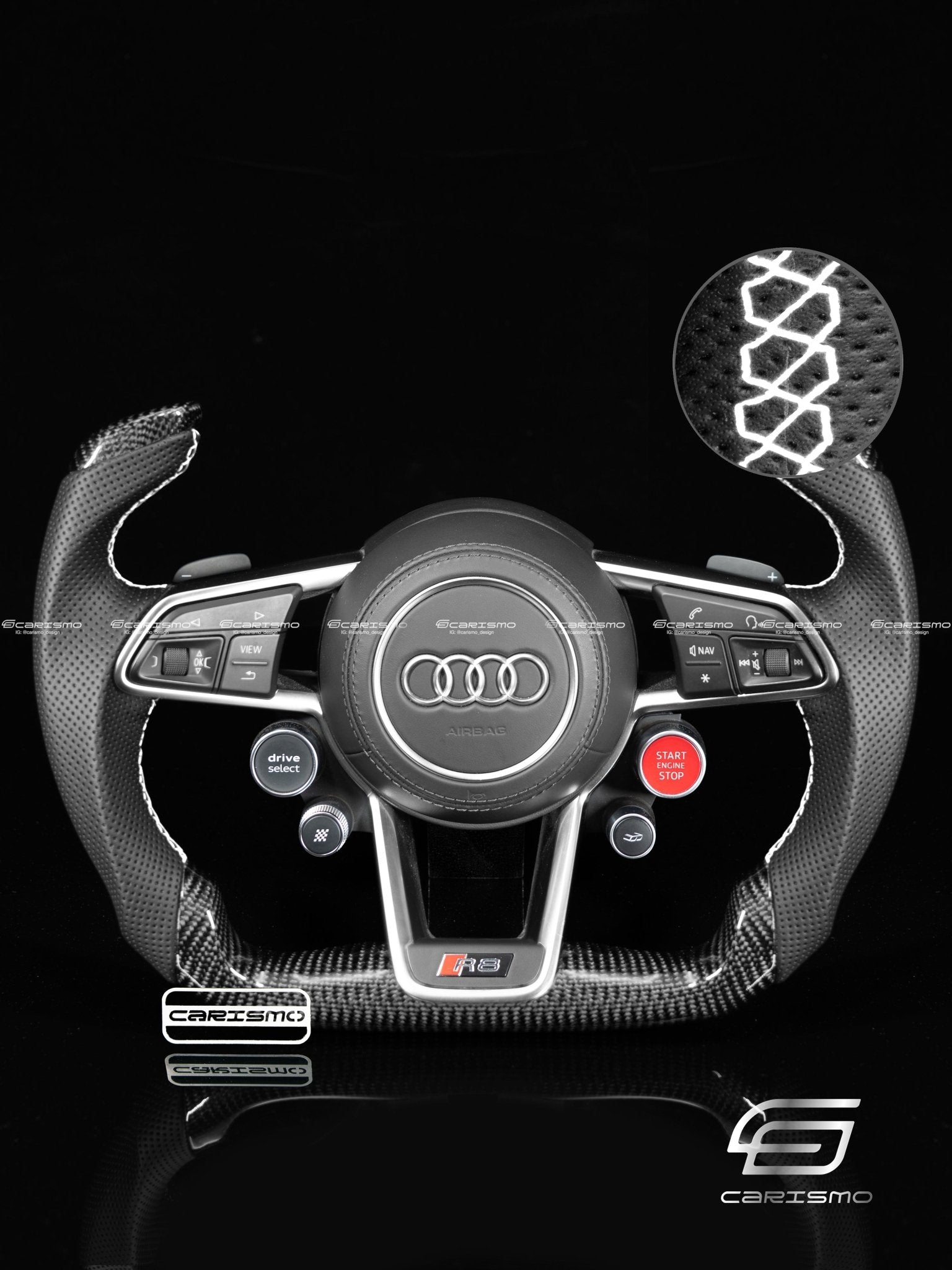 Carismo Steering Wheel For Audi R8 (Gen 2) - F1 Competition - Gloss Carbon - Perforated Leather - Carismo