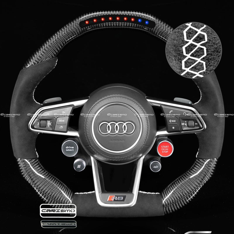 Carismo Steering Wheel For Audi R8 (Gen 2) - Sequential RPM LED - Gloss Carbon - Alcantara-Collection
