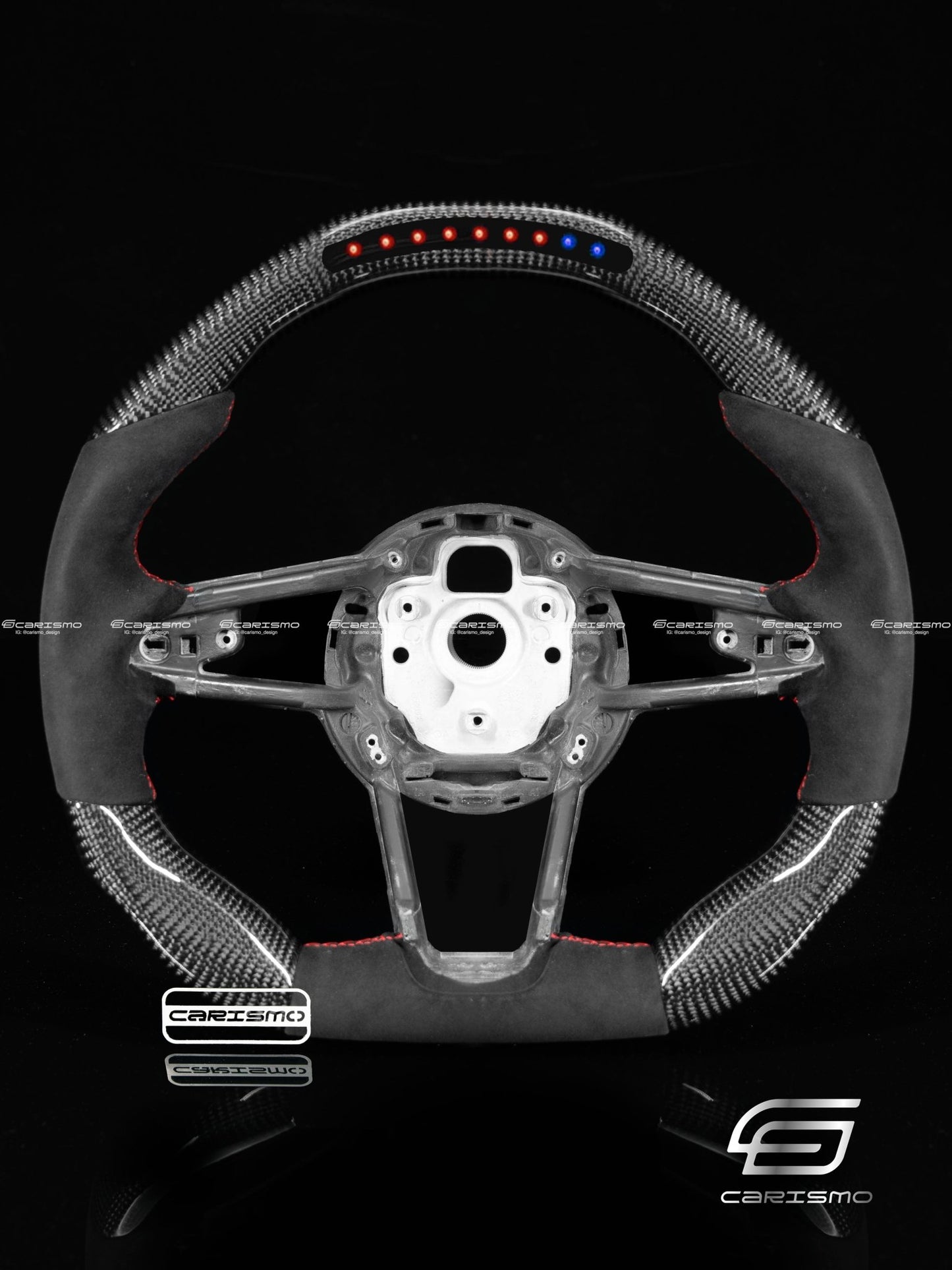 Carismo Steering Wheel For Audi R8 (Gen 2) - Sequential RPM LED - Gloss Carbon - Alcantara - Carismo