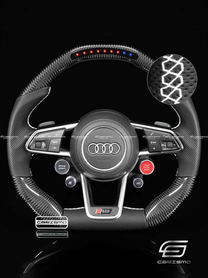 Carismo Steering Wheel For Audi R8 (Gen 2) - Sequential RPM LED - Gloss Carbon - Perforated Leather - Carismo