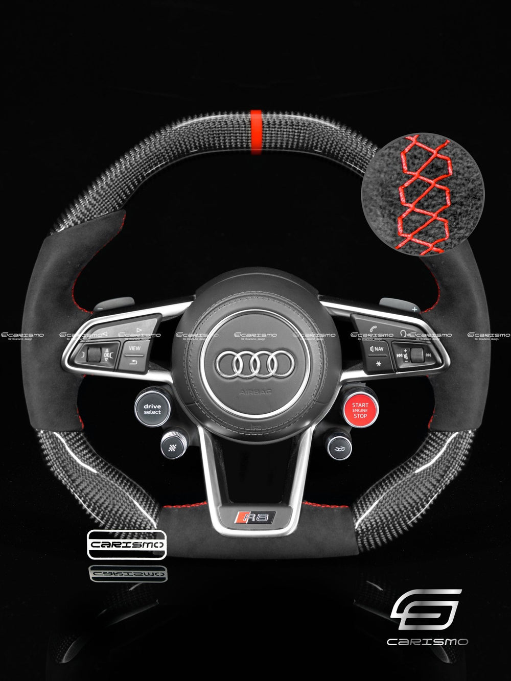 Carismo Steering Wheel For Audi R8 (Gen 2) - Signature - Gloss Carbon - Alcantara - Red