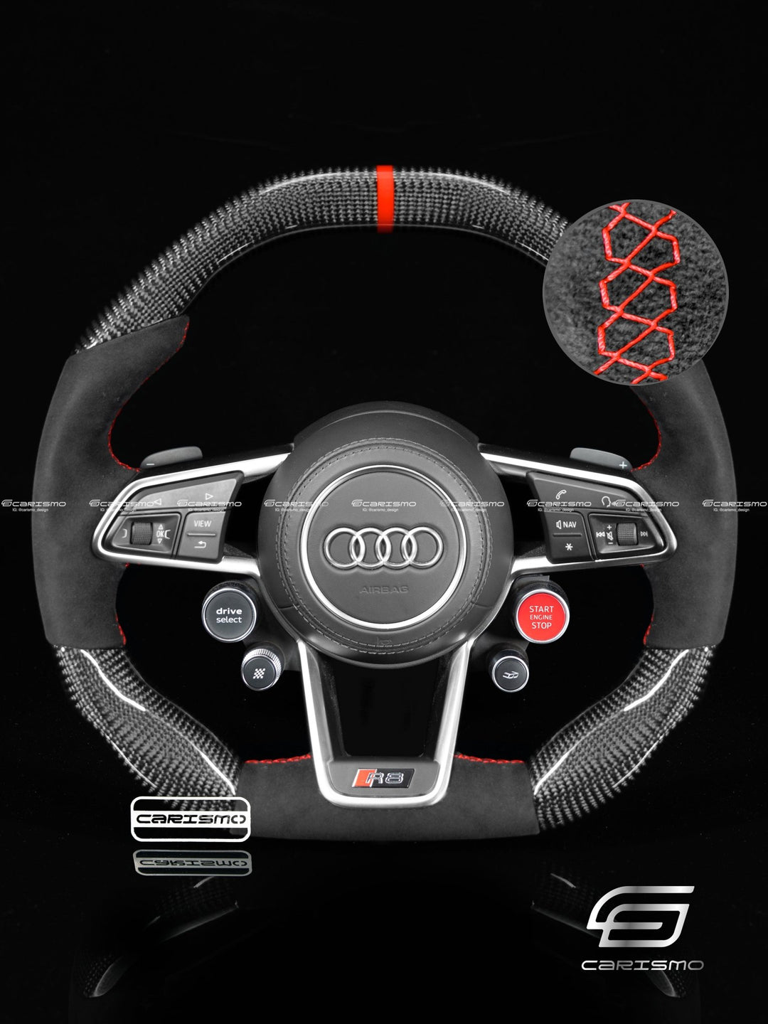 Carismo Steering Wheel For Audi R8 (Gen 2) - Signature - Gloss Carbon - Alcantara - Carismo