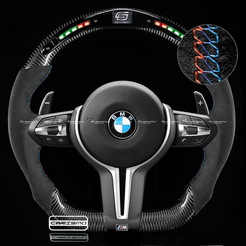 Carismo Steering Wheel For BMW F-Series (M Performance Wheel) - Classic RPM LED - Gloss Carbon - Alcantara-Collection