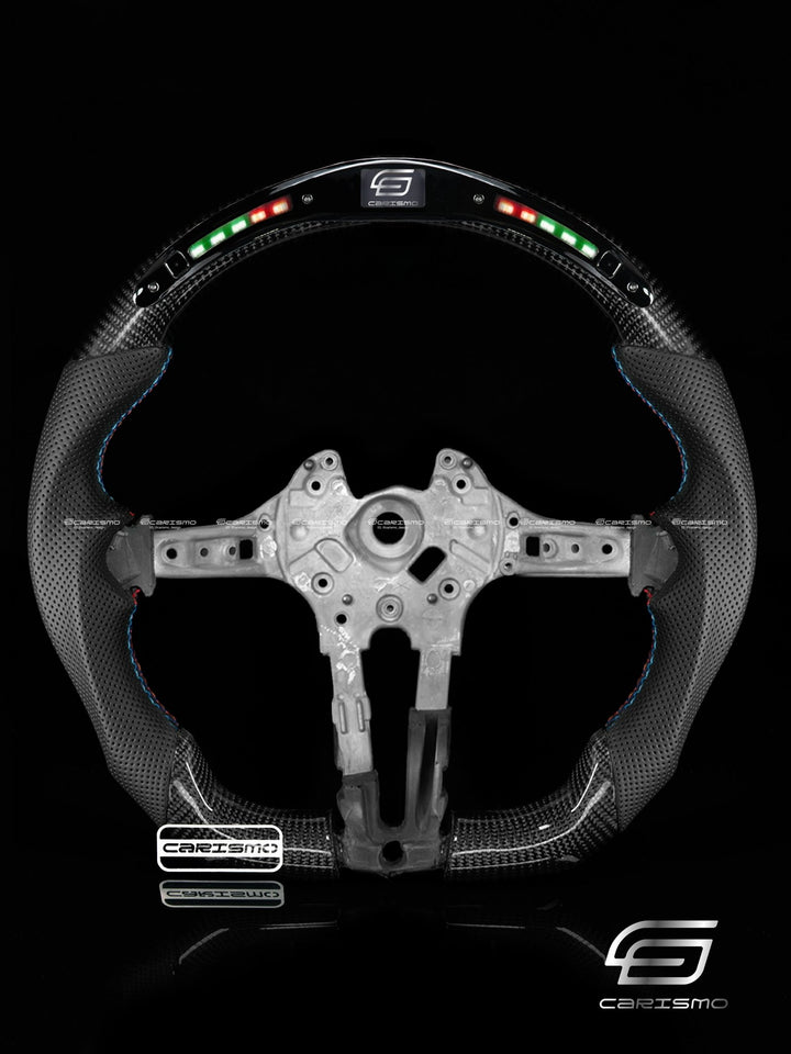 Carismo Steering Wheel For BMW 3 Series (F30) / M3 (F80) M Performance Wheel - Classic RPM LED - Gloss Carbon - Perforated Leather - Carismo