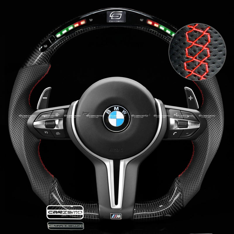 Carismo Steering Wheel For BMW F-Series (M Performance Wheel) - Classic RPM LED - Gloss Carbon - Perforated Leather-Collection