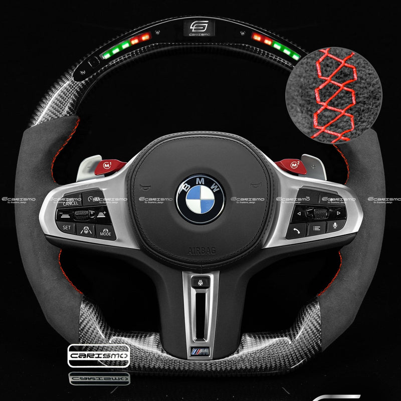 Carismo Steering Wheel For BMW G-Series (M Performance Wheels) - Classic RPM LED - Gloss Carbon - Alcantara-Collection