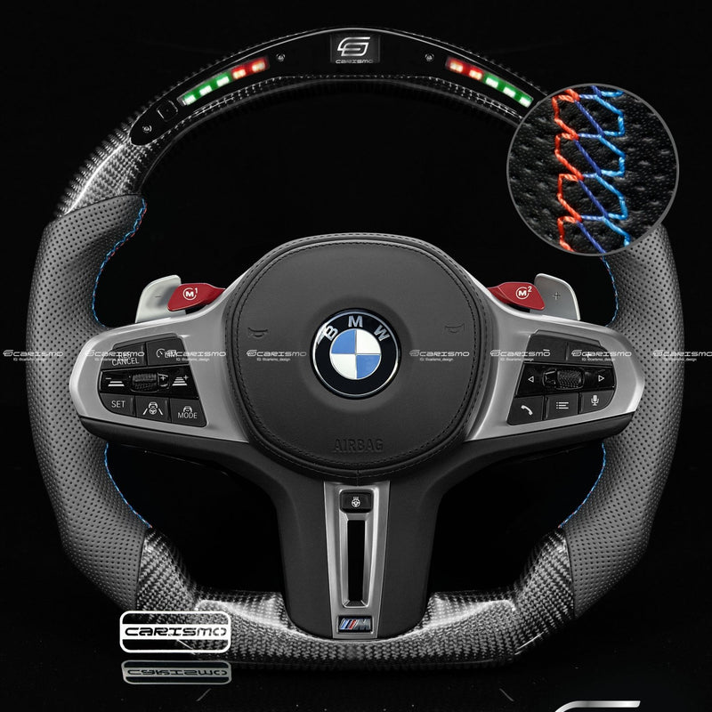 Carismo Steering Wheel For BMW G-Series (M Performance Wheels) - Classic RPM LED - Gloss Carbon - Perforated Leather-Collection