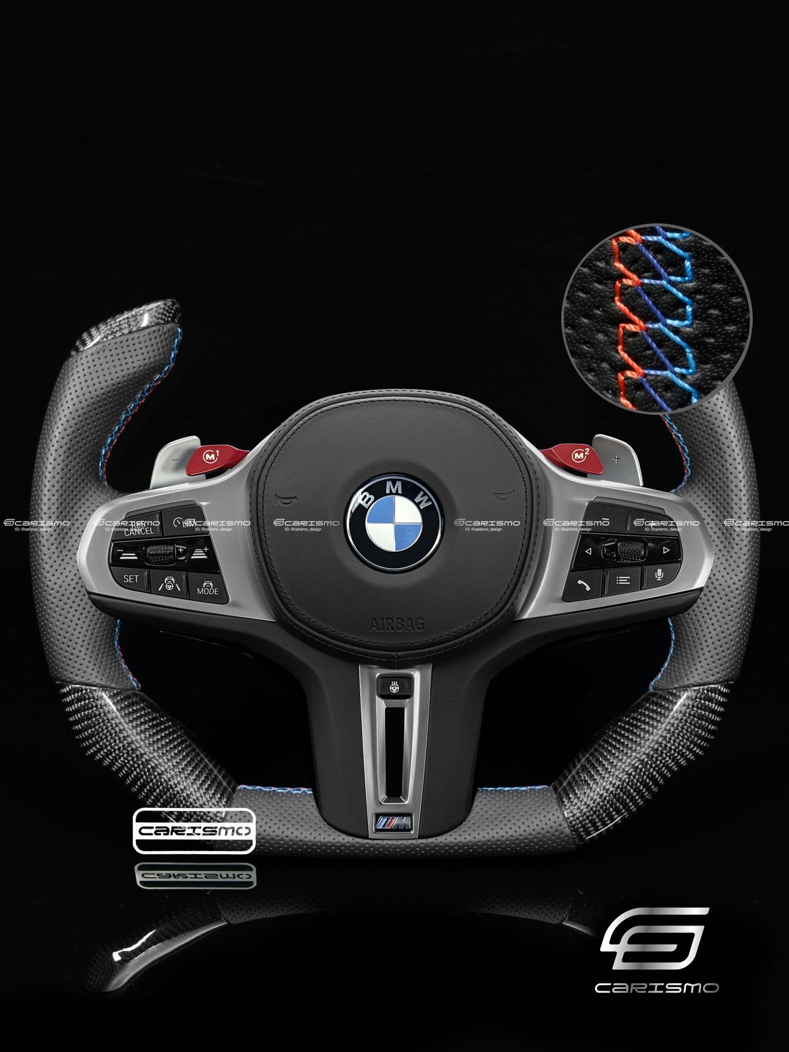 Carismo Steering Wheel For BMW 3 Series (G20) / M3 (G80) - F1 Competition - Gloss Carbon - Perforated Leather - Carismo