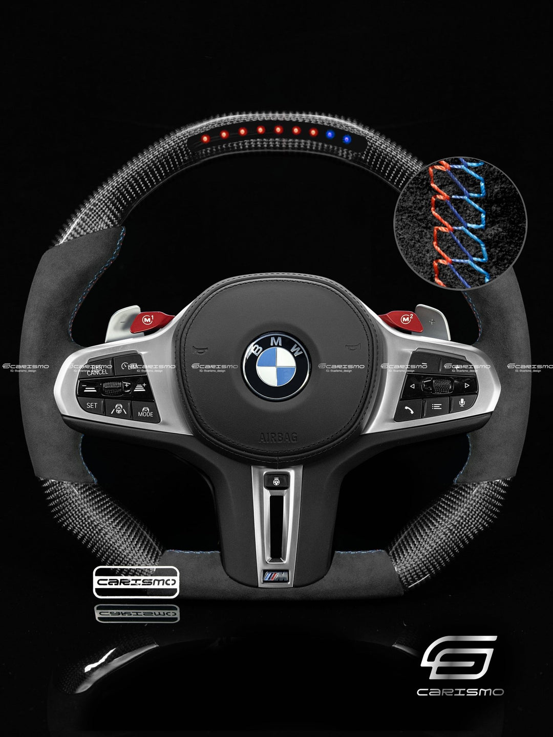 Carismo Steering Wheel For BMW 3 Series (G20) / M3 (G80) - Sequential RPM LED - Gloss Carbon - Alcantara - Carismo