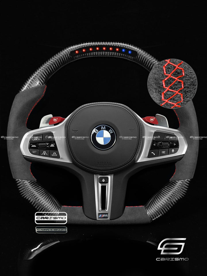 Carismo Steering Wheel For BMW 3 Series (G20) / M3 (G80) - Sequential RPM LED - Gloss Carbon - Alcantara - Carismo