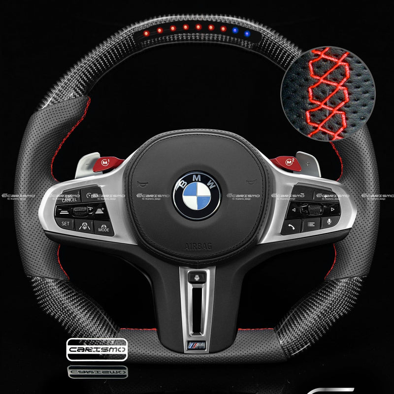 Carismo Steering Wheel For BMW G-Series (M Performance Wheels) - Sequential RPM LED - Gloss Carbon - Perforated Leather-Collection
