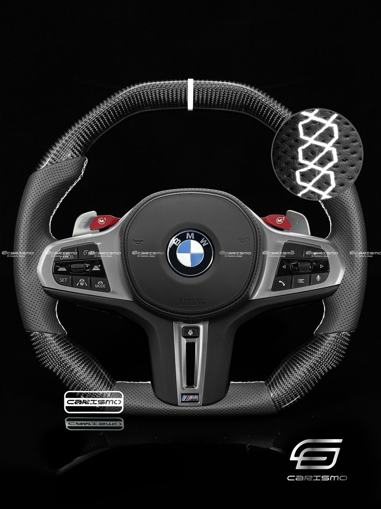 Carismo Steering Wheel For BMW 3 Series (G20) / M3 (G80) - Signature - Gloss Carbon - Perforated Leather - Carismo