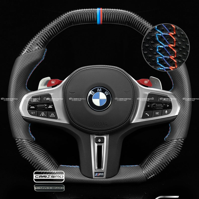 Carismo Steering Wheel For BMW G-Series (M Performance Wheels) - Signature (Heated) - Gloss Carbon - Perforated Leather-Collection