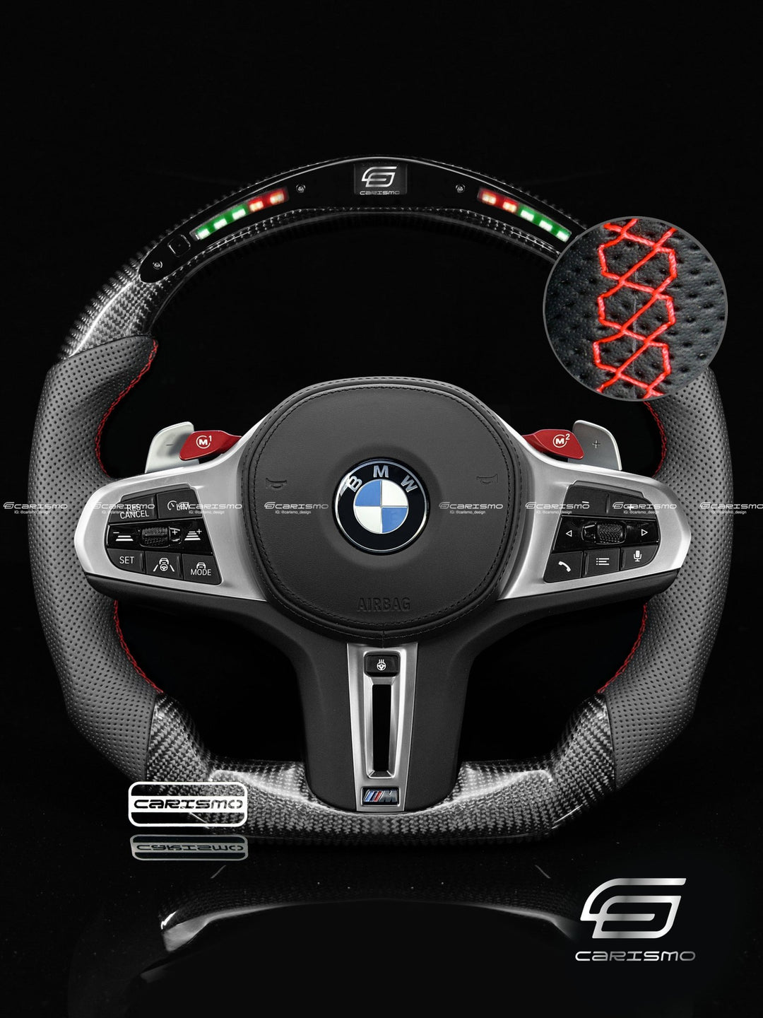 Carismo Steering Wheel For BMW 5 Series (G30) / M5 (F90) - Classic RPM LED - Gloss Carbon - Perforated Leather - Carismo