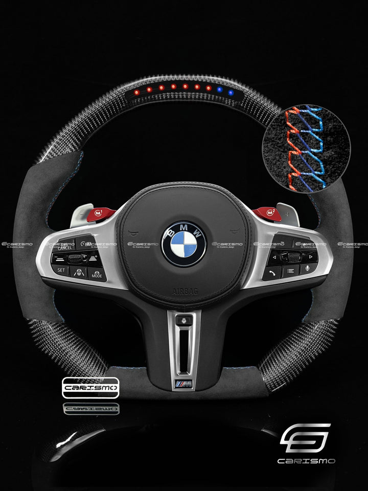 Carismo Steering Wheel For BMW 5 Series (G30) / M5 (F90) - Sequential RPM LED - Gloss Carbon - Alcantara - Carismo