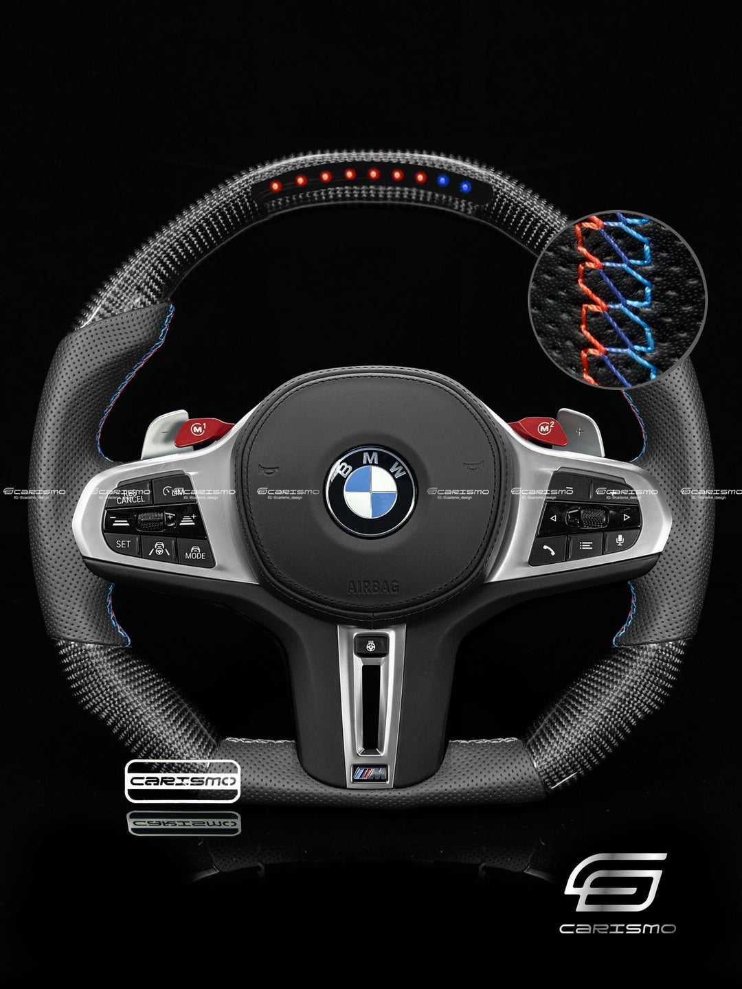 Carismo Steering Wheel For BMW 5 Series (G30) / M5 (F90) - Sequential RPM LED - Gloss Carbon - Perforated Leather - Carismo