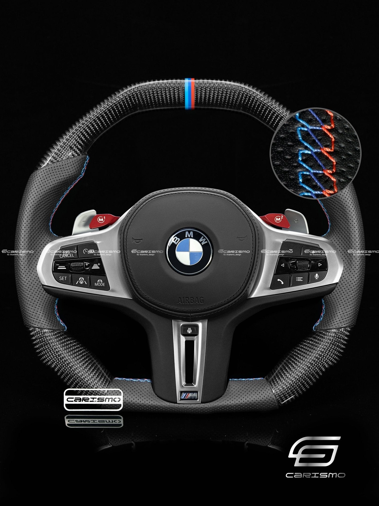 Carismo Steering Wheel For BMW G Series M Performance Wheel Signature Gloss Carbon Perforated Leather