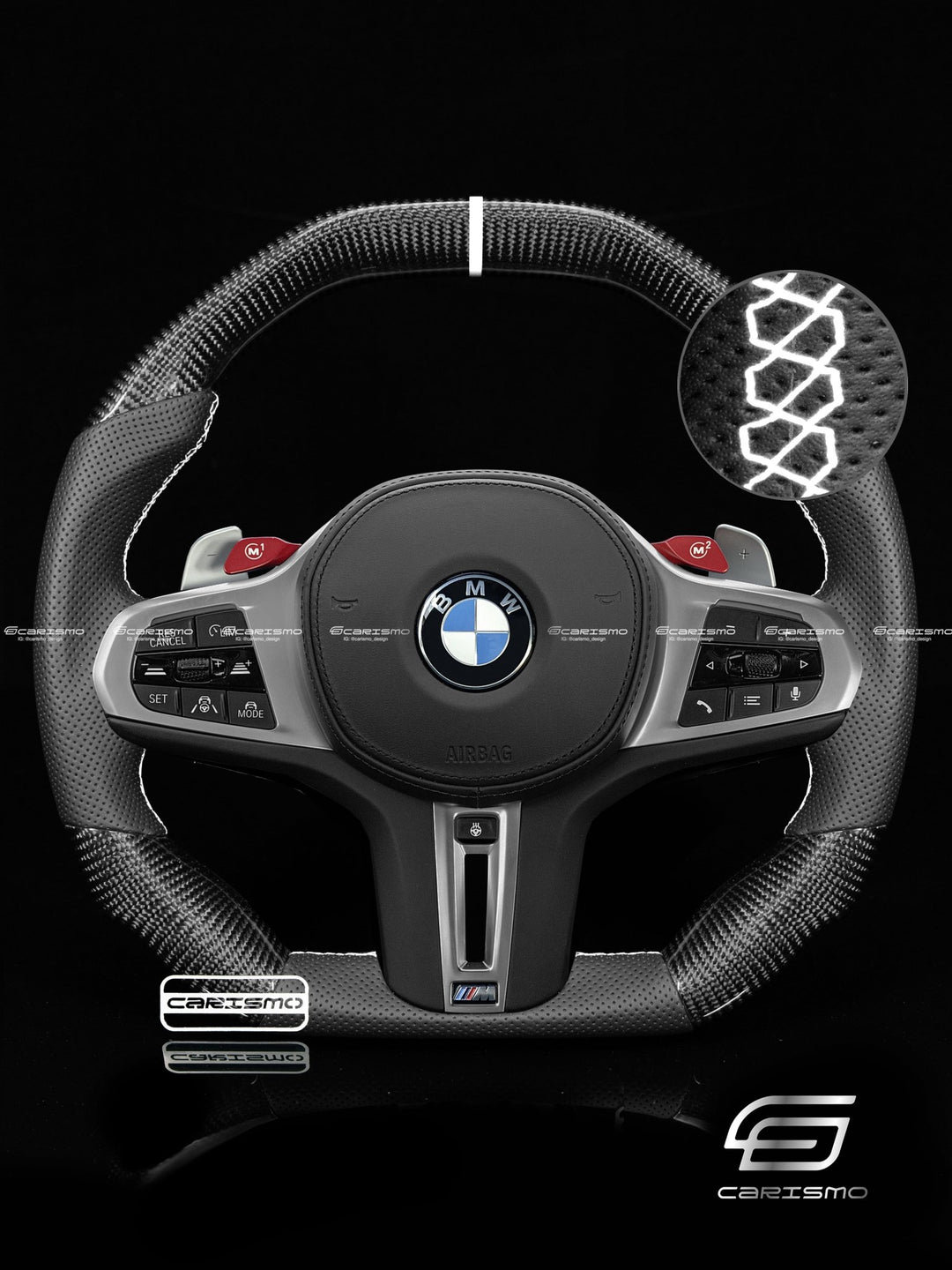 Carismo Steering Wheel For BMW 5 Series (G30) / M5 (F90) - Signature - Gloss Carbon - Perforated Leather - Carismo