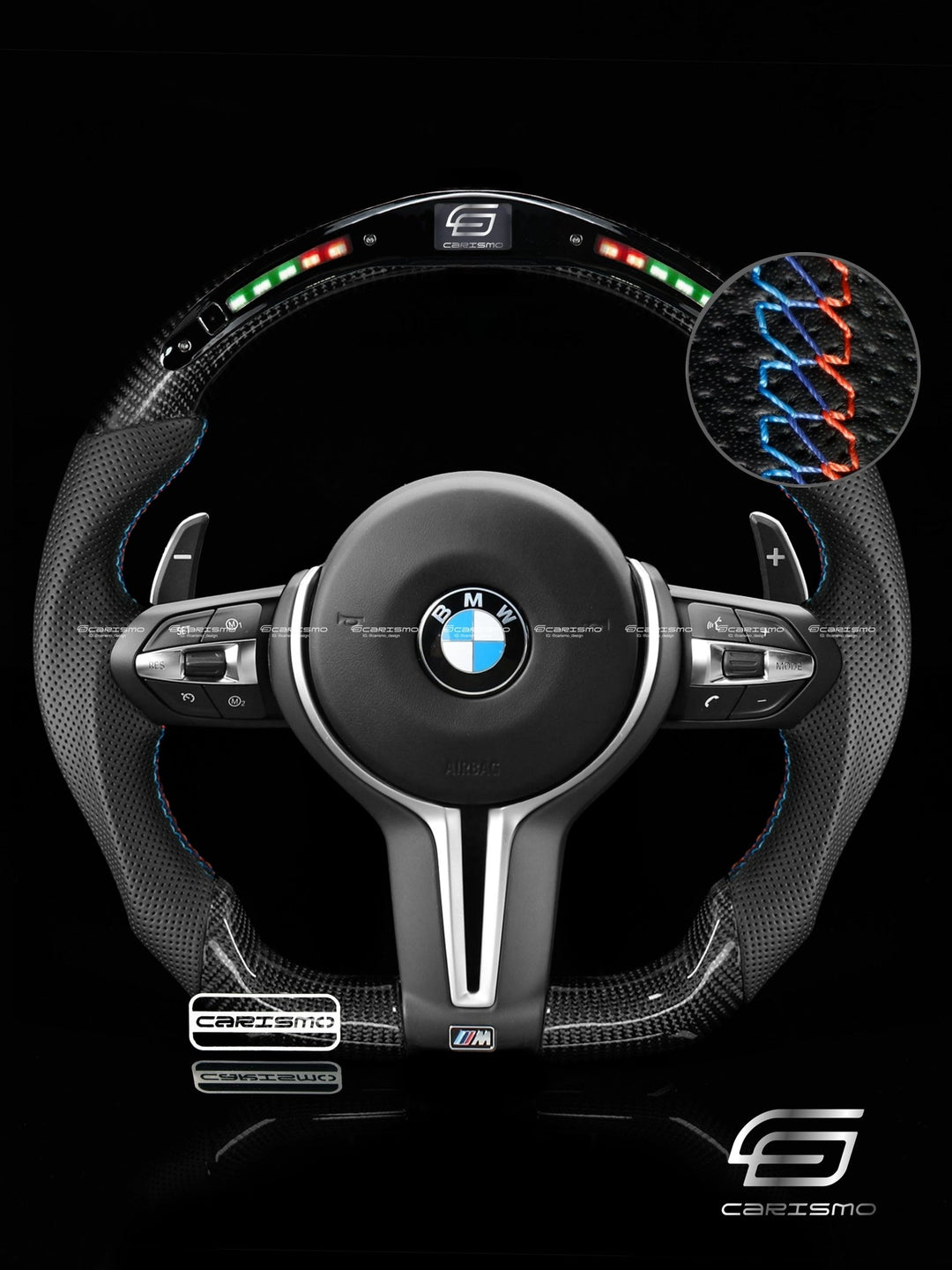Carismo Steering Wheel For BMW 5 Series / M5 (F10) M Performance Wheel - Classic RPM LED - Gloss Carbon - Perforated Leather - Carismo