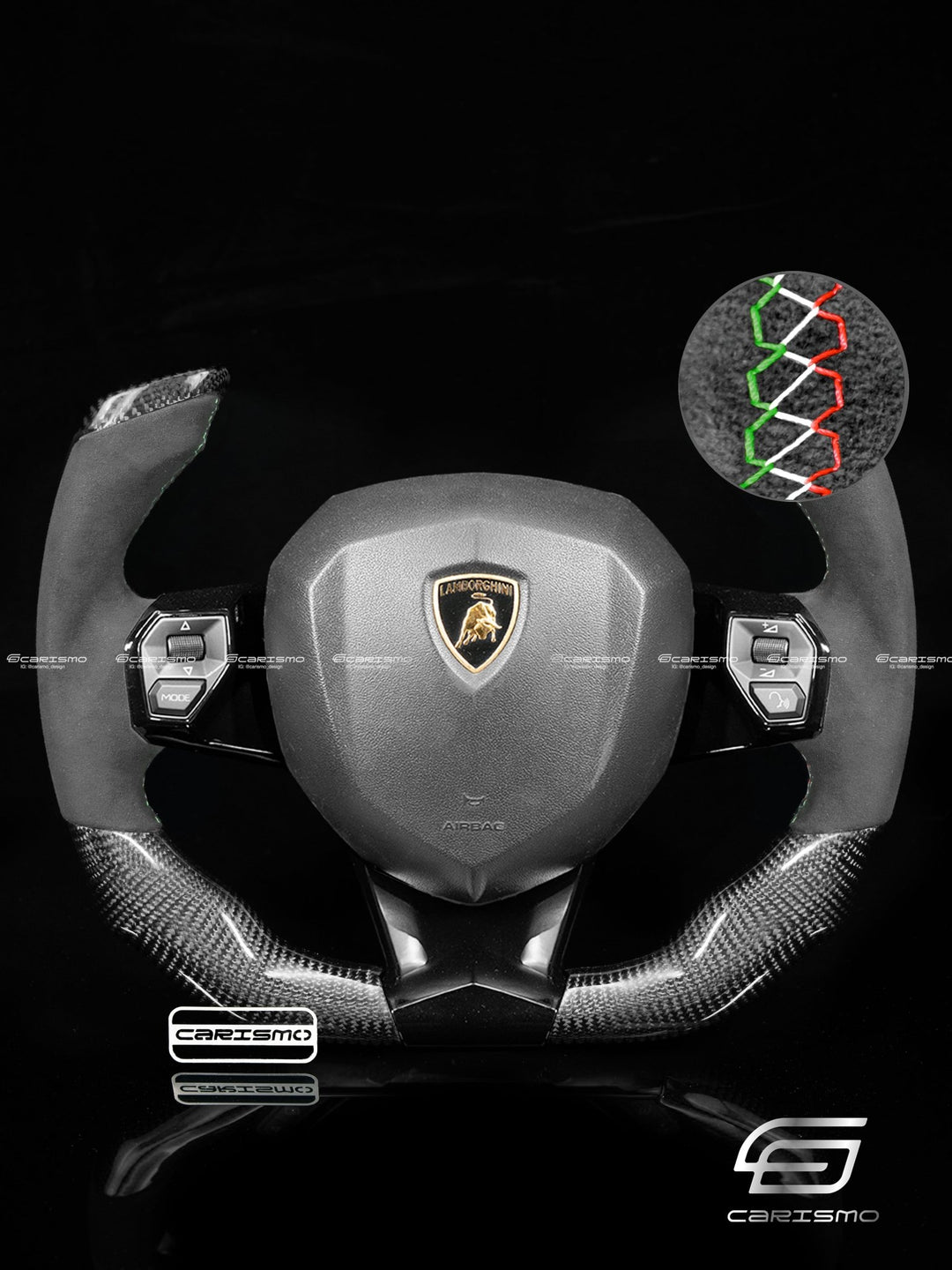 Carismo Steering Wheel For Lamborghini Aventador - F1 Competition - Gloss Carbon - Alcantara - Carismo