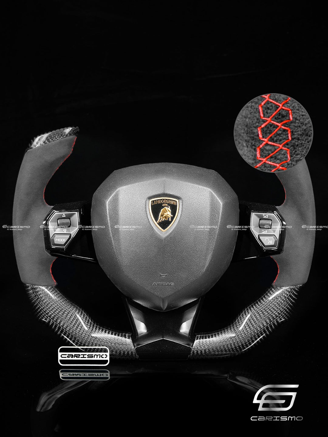 Carismo Steering Wheel For Lamborghini Aventador - F1 Competition - Gloss Carbon - Alcantara - Carismo