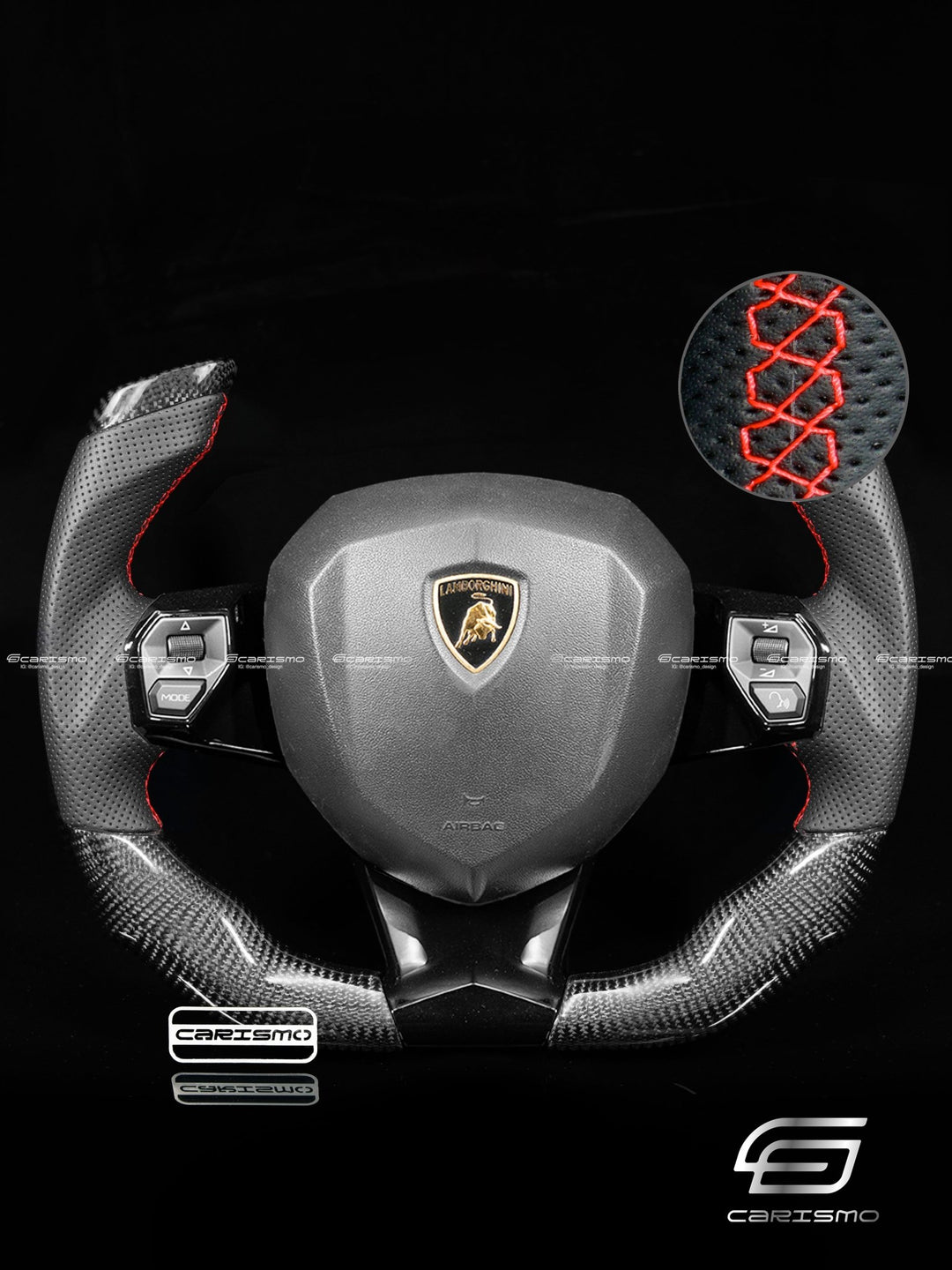 Carismo Steering Wheel For Lamborghini Aventador - F1 Competition - Gloss Carbon - Perforated Leather - Carismo