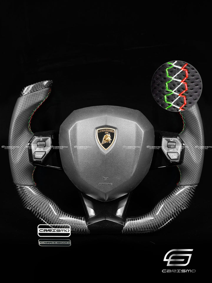 Carismo Steering Wheel For Lamborghini Aventador - F1 Competition - Gloss Carbon - Perforated Leather - Carismo