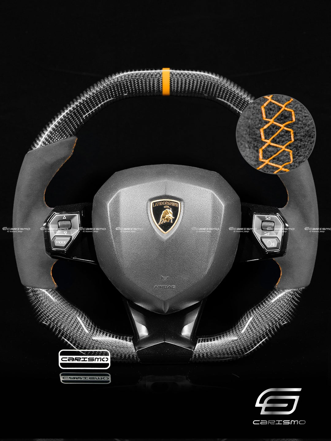 Carismo Steering Wheel For Lamborghini Aventador - Signature - Gloss Carbon - Alcantara - Carismo