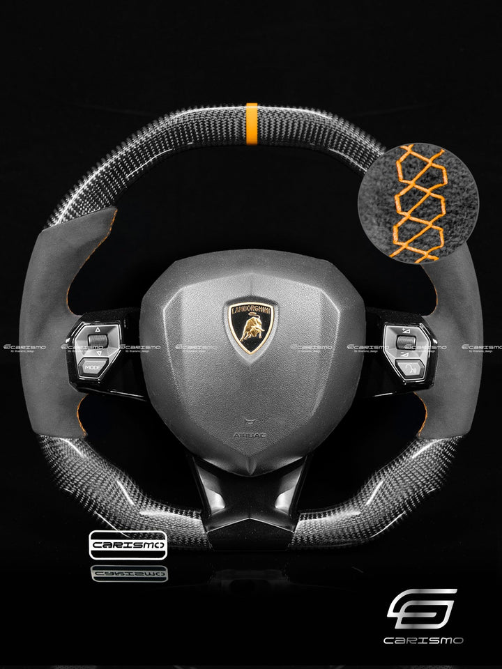 Carismo Steering Wheel For Lamborghini Aventador - Signature - Gloss Carbon - Alcantara - Carismo