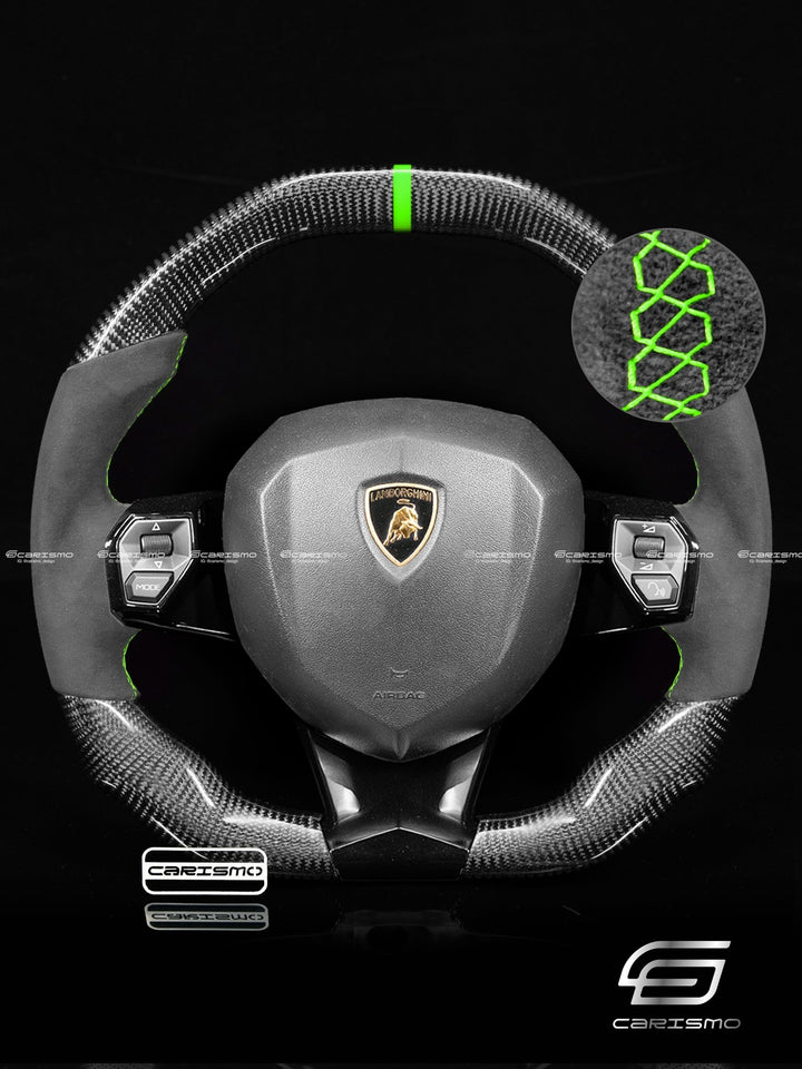Carismo Steering Wheel For Lamborghini Aventador - Signature - Gloss Carbon - Alcantara - Carismo