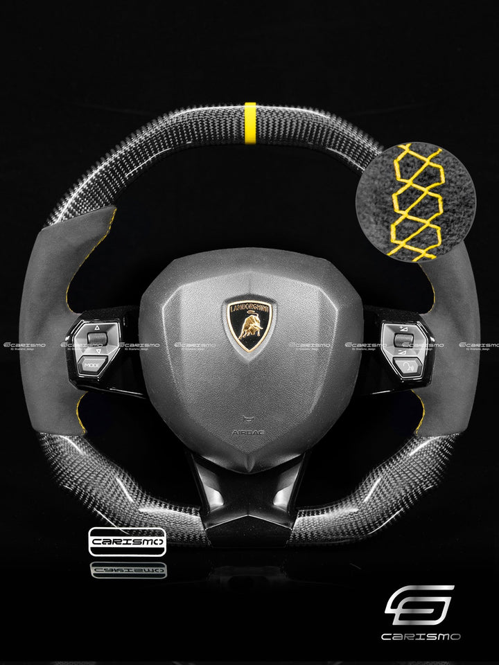 Carismo Steering Wheel For Lamborghini Aventador - Signature - Gloss Carbon - Alcantara - Carismo