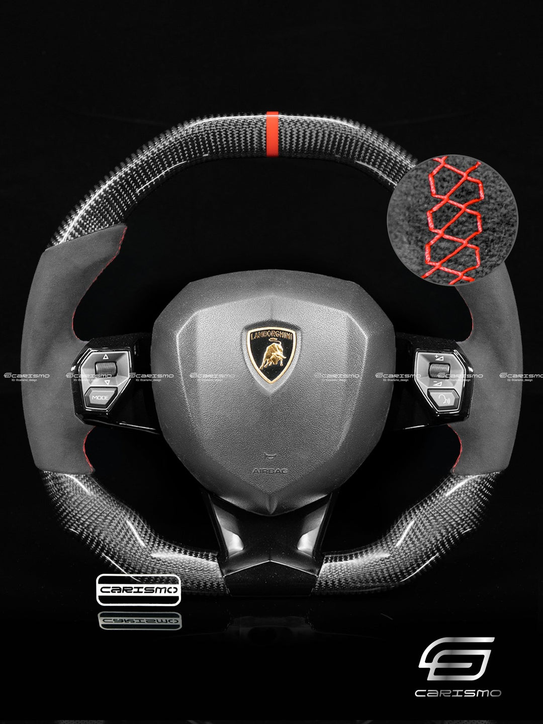 Carismo Steering Wheel For Lamborghini Aventador - Signature - Gloss Carbon - Alcantara - Carismo