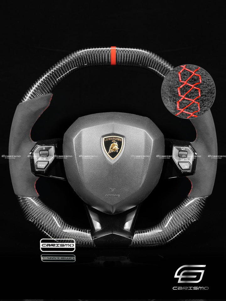 Carismo Steering Wheel For Lamborghini Aventador - Signature - Gloss Carbon - Alcantara - Carismo