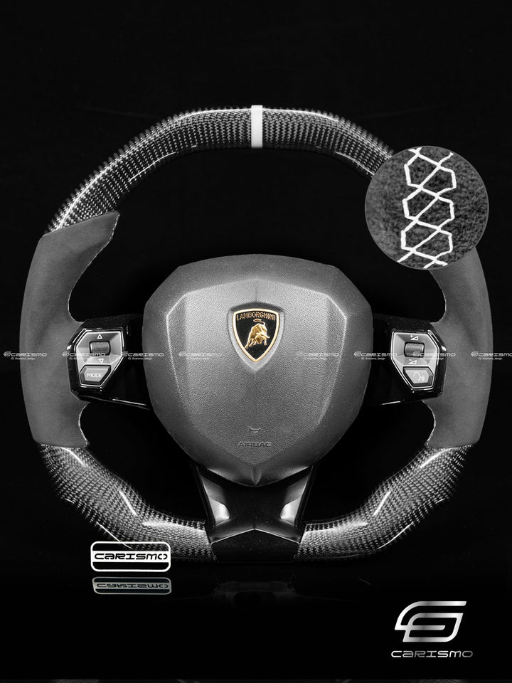 Carismo Steering Wheel For Lamborghini Aventador - Signature - Gloss Carbon - Alcantara - Carismo