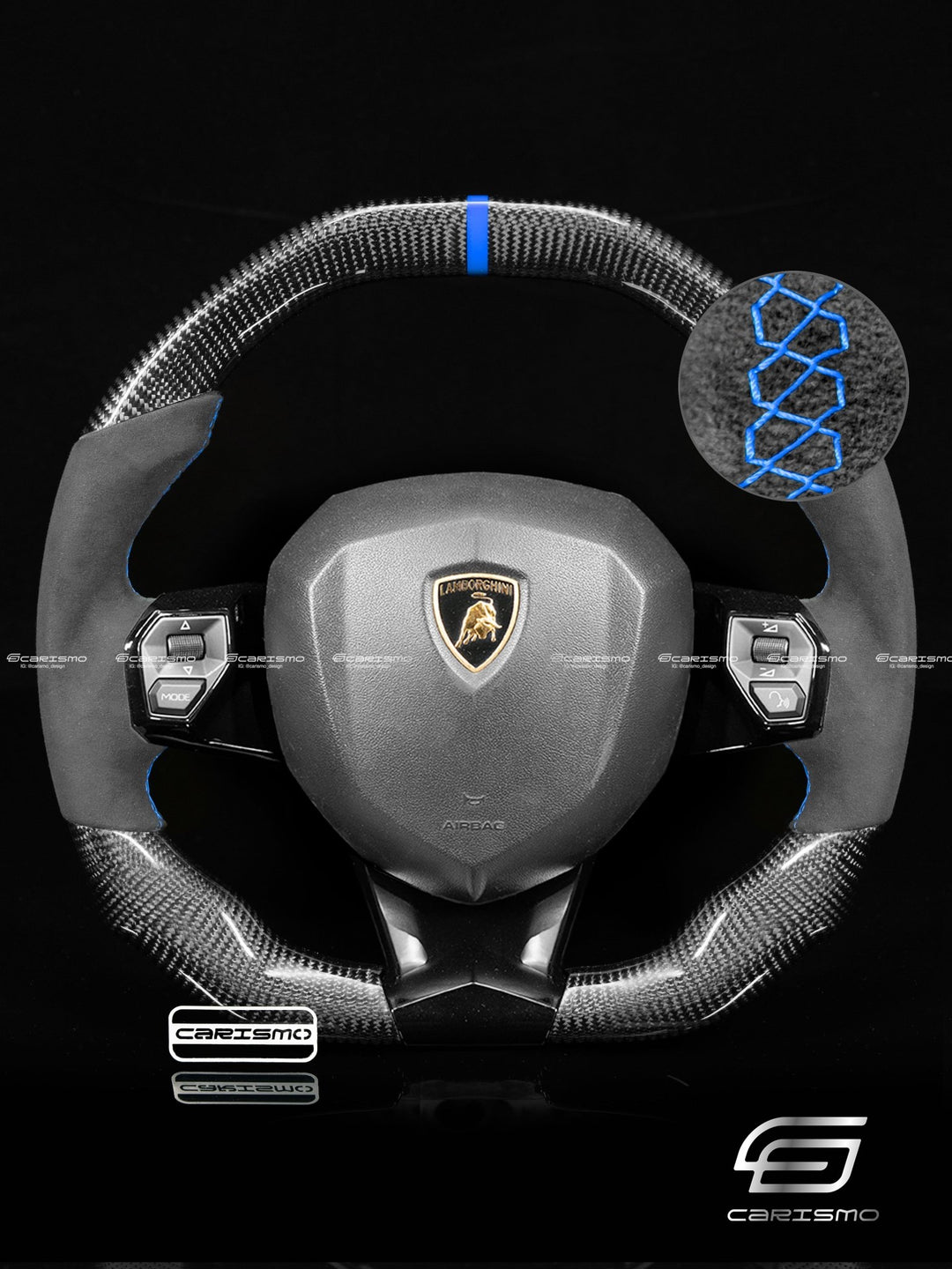 Carismo Steering Wheel For Lamborghini Aventador - Signature - Gloss Carbon - Alcantara - Carismo