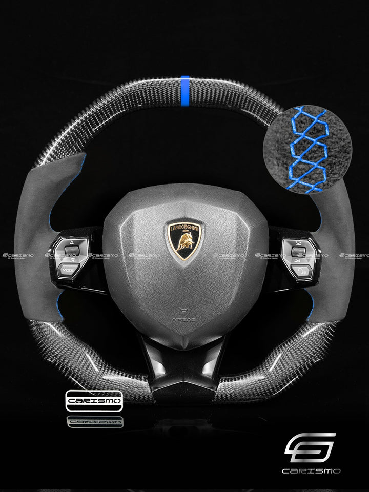 Carismo Steering Wheel For Lamborghini Aventador - Signature - Gloss Carbon - Alcantara - Carismo