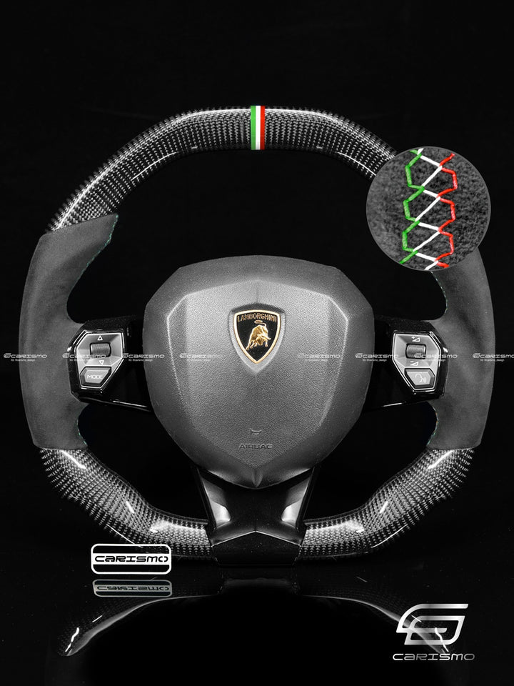 Carismo Steering Wheel For Lamborghini Aventador - Signature - Gloss Carbon - Alcantara - Carismo