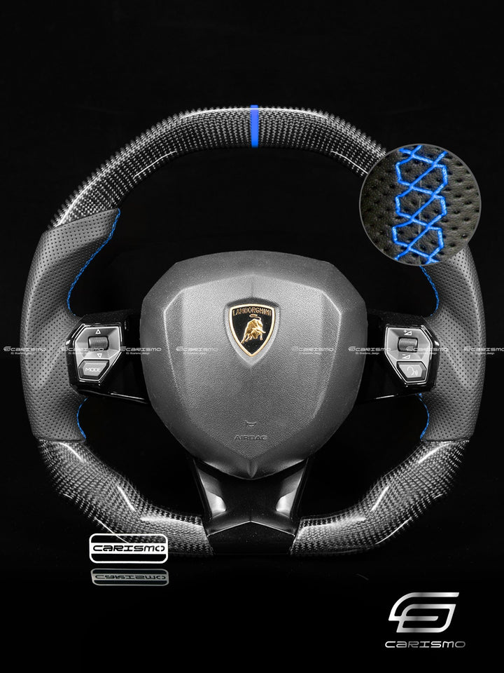 Carismo Steering Wheel For Lamborghini Aventador - Signature - Gloss Carbon - Perforated Leather - Carismo