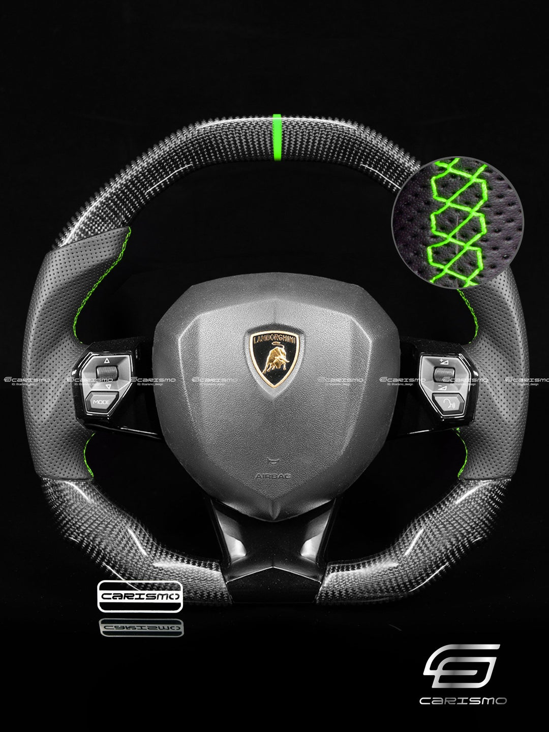 Carismo Steering Wheel For Lamborghini Aventador - Signature - Gloss Carbon - Perforated Leather - Carismo