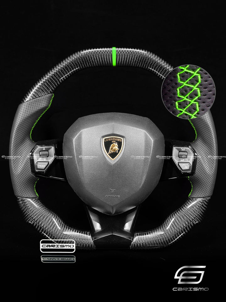 Carismo Steering Wheel For Lamborghini Aventador - Signature - Gloss Carbon - Perforated Leather - Carismo