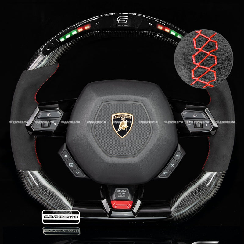 Carismo Steering Wheel For Lamborghini Huracan - Classic RPM LED - Gloss Carbon - Alcantara-Collection