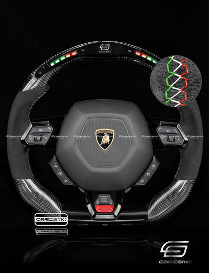 Carismo Steering Wheel For Lamborghini Huracan - Classic RPM LED - Gloss Carbon - Alcantara - Carismo