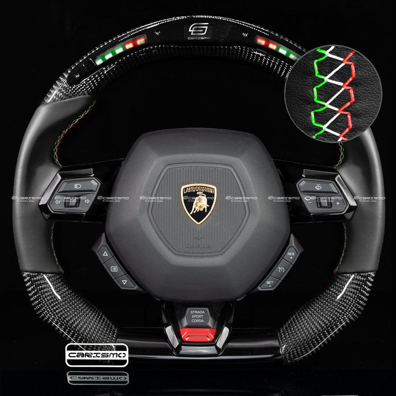 Carismo Steering Wheel For Lamborghini Huracan - Classic RPM LED - Gloss Carbon - Smooth Leather-Collection