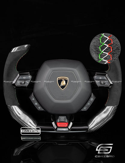 Carismo Steering Wheel For Lamborghini Huracan - F1 Competition - Gloss Carbon - Alcantara - Carismo