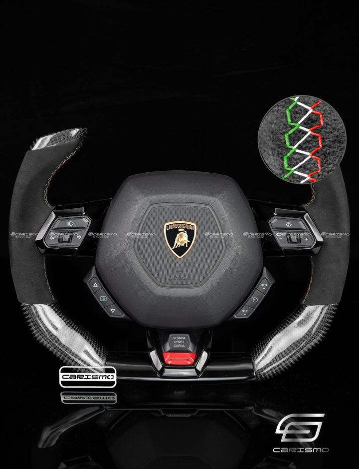 Carismo Steering Wheel For Lamborghini Huracan - F1 Competition - Gloss Carbon - Alcantara - Carismo