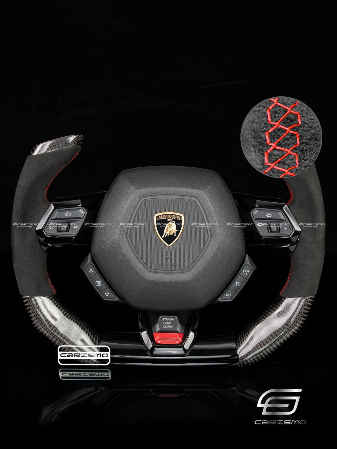 Carismo Steering Wheel For Lamborghini Huracan - F1 Competition - Gloss Carbon - Alcantara - Carismo