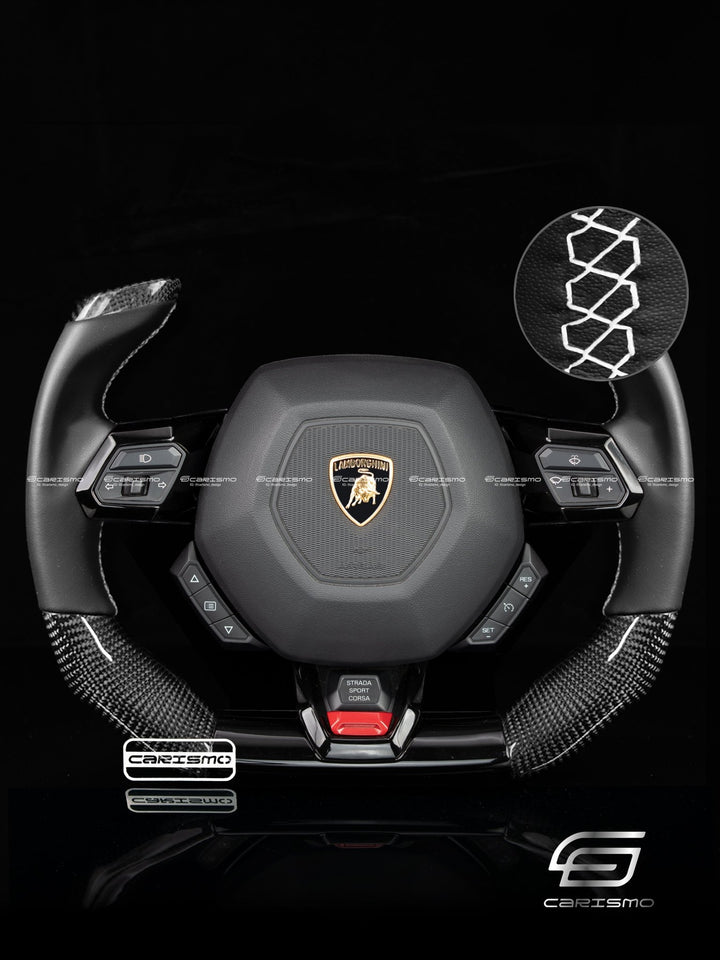 Carismo Steering Wheel For Lamborghini Huracan - F1 Competition - Gloss Carbon - Smooth Leather - Carismo