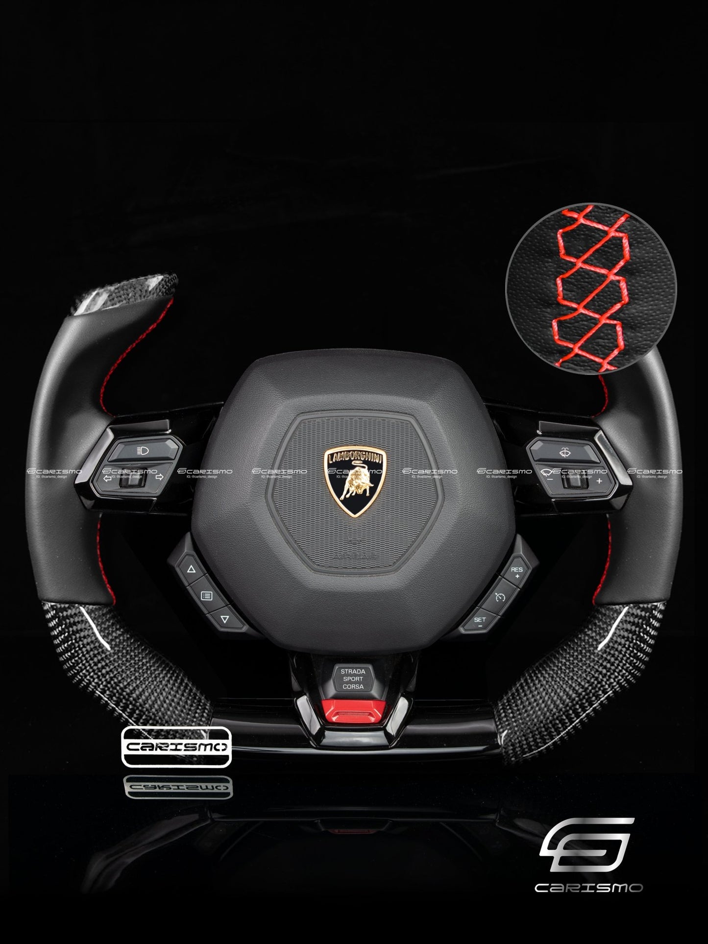 Carismo Steering Wheel For Lamborghini Huracan - F1 Competition - Gloss Carbon - Smooth Leather - Carismo