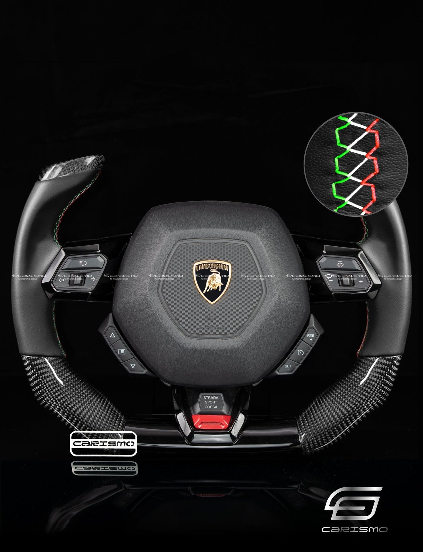 Carismo Steering Wheel For Lamborghini Huracan - F1 Competition - Gloss Carbon - Smooth Leather - Carismo